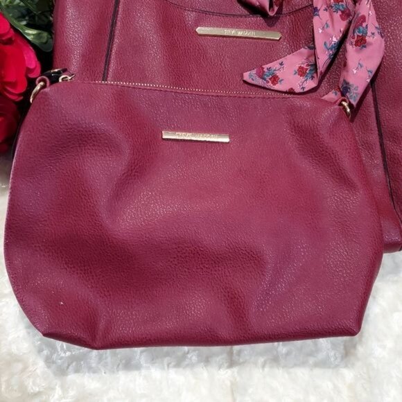 Steve Madden Scarf Large Tote Bag Purse Matching Makeup Bag - Picture 3 of 7